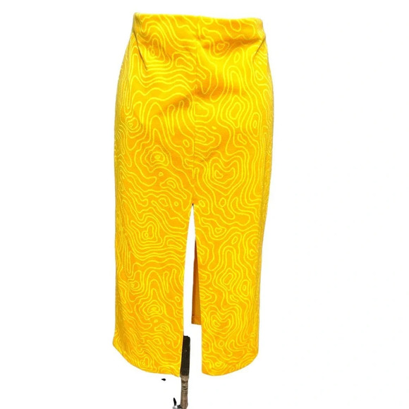 Zara Orange Abstract Printed Cutout‎ Tie Waist Midi Skirt Size Medium - Picture 6 of 12